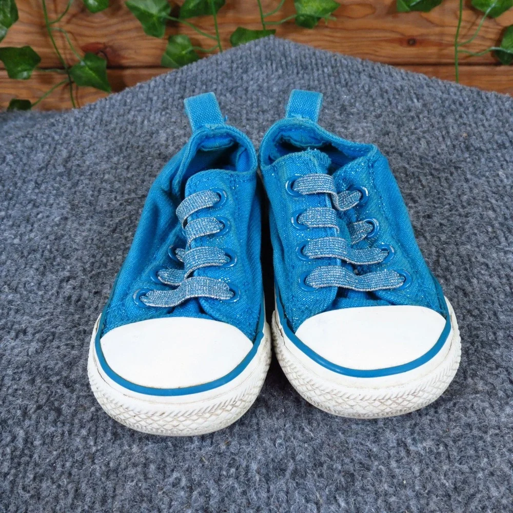 Converse Chuck‎ Taylor All Star Glitter Girls Casual Shoe Size T5 Blue Fabric